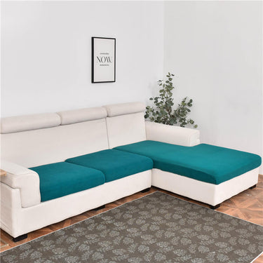 Housse Assise de Canapé d'Angle Jacquard Bleu Canard